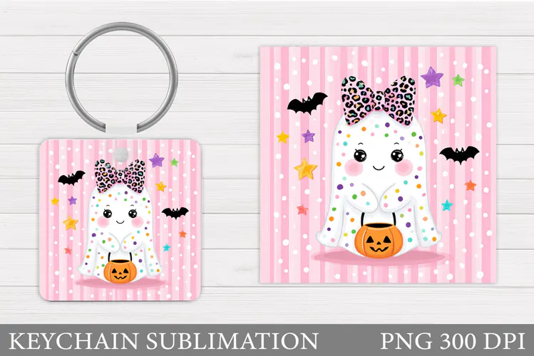 Ghost Keychain Design. Halloween Keychain Sublimation