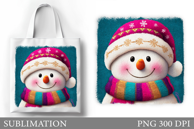 Snowman Tote Bag Design. Christmas Tote Bag Sublimation