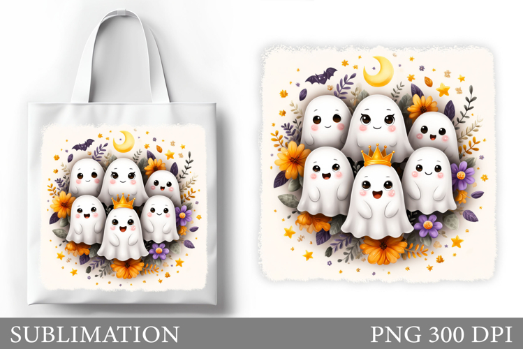Cute Ghost Tote Bag Design. Cute Ghost Sublimation