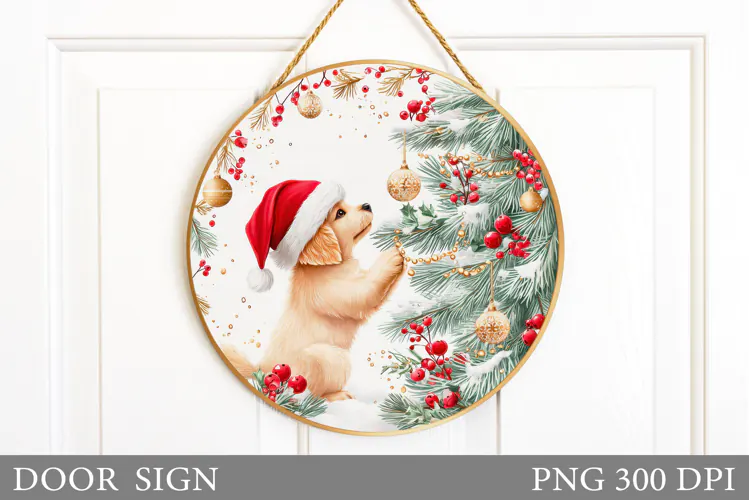 Christmas Dog Door Sign. Christmas Door Sign Design
