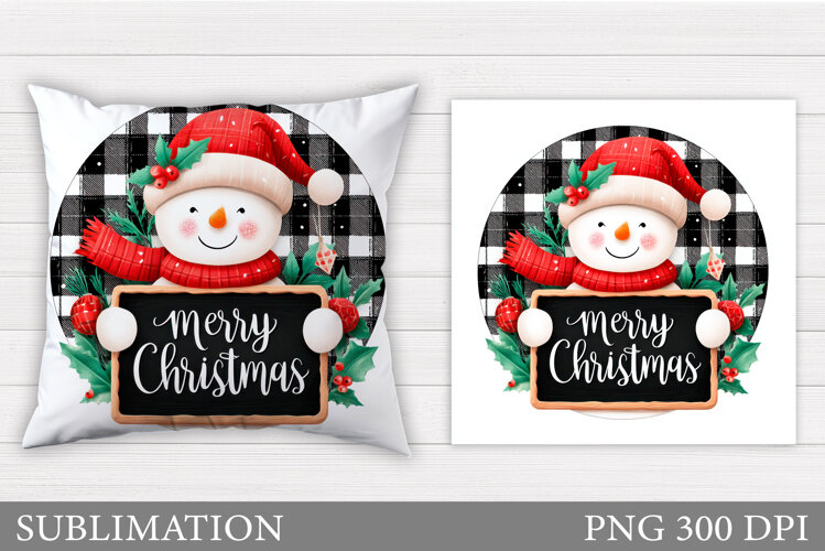 Merry Christmas Pillow Design. Christmas Pillow Sublimation example image 1