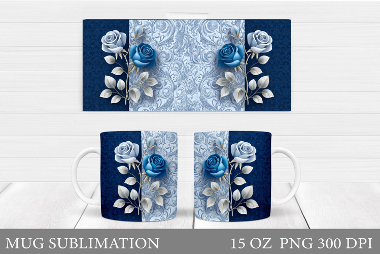 Roses Mug Sublimation. Flowers Mug Wrap Design