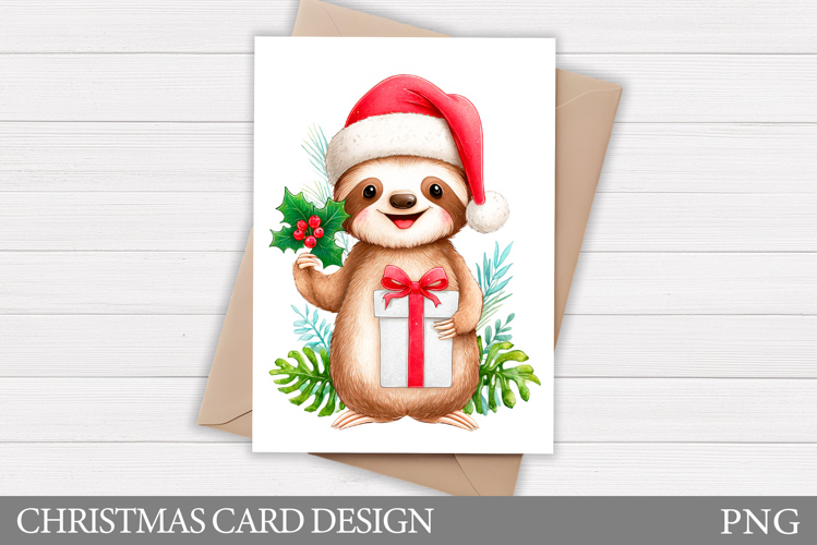 Christmas Sloth Card Design. Christmas Card Printable