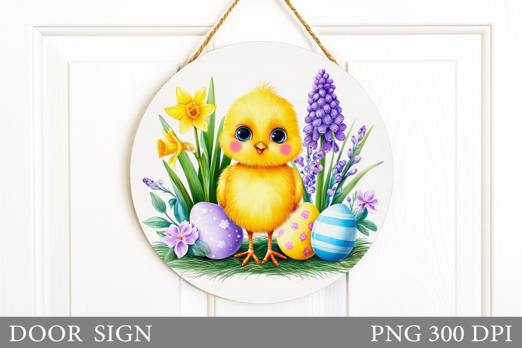 Easter Chick Door Sign Design. Easter Door Sign Sublimation