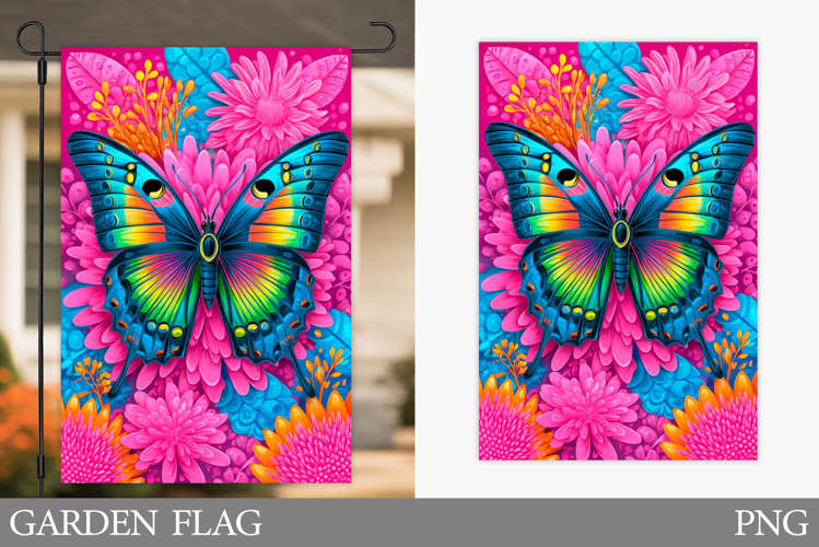 Butterfly Garden Flag Design. Summer Garden Flag Sublimation