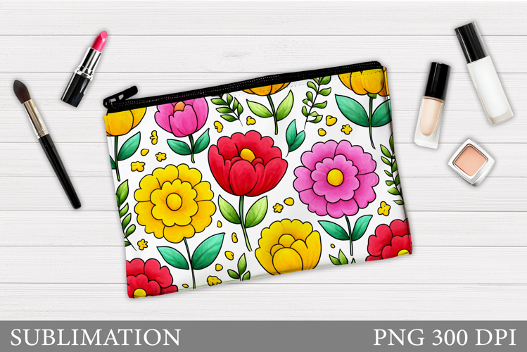 Floral Makeup Bag. Flowers Makeup Pouch Sublimation