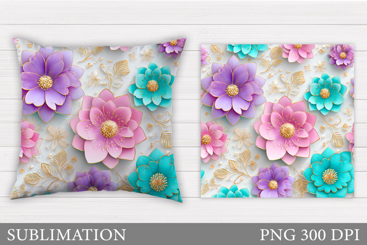 Floral Pillow Sublimation. Flowers Sublimation
