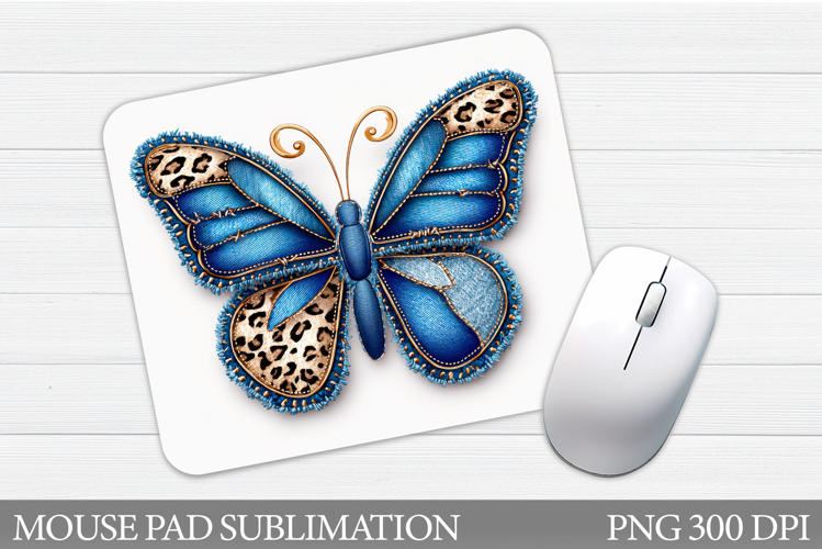 Denim Butterfly Mouse Pad Design. Butterfly Sublimation