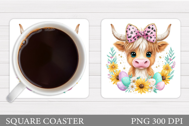 Easter Cow Coaster Design. Easter Cow Sublimation