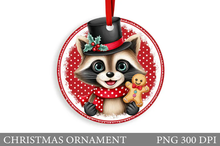 Cute Raccoon Christmas Ornament. Christmas Ornament Design