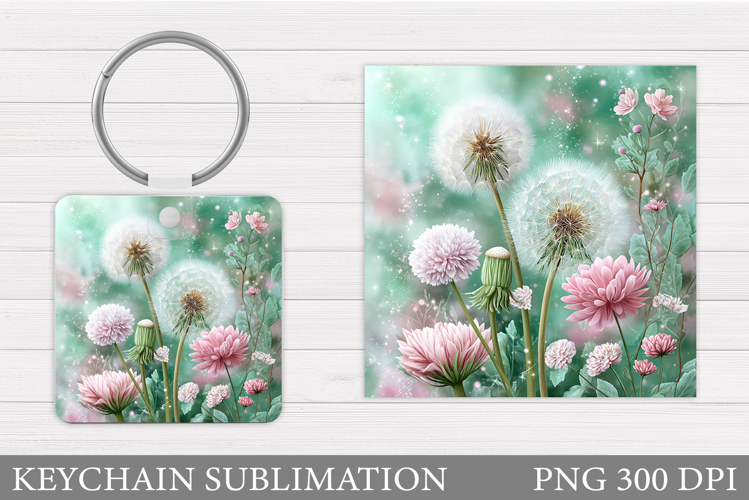 Flowers Keychain Sublimation. Floral Keychain Design