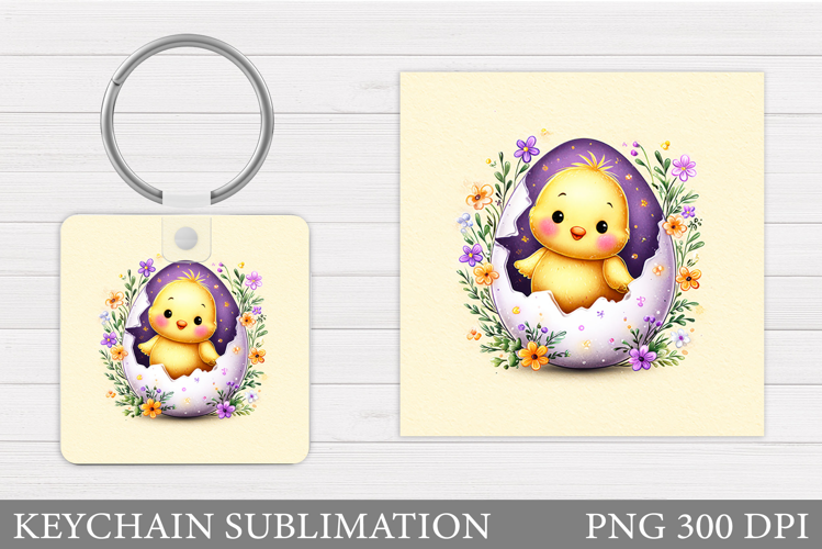 Easter Chick Keychain Sublimation. Easter Keychain Design