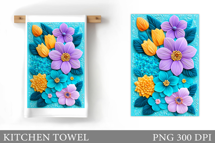 Flowers Kitchen Towel. Floral Kitchen Towel Sublimation