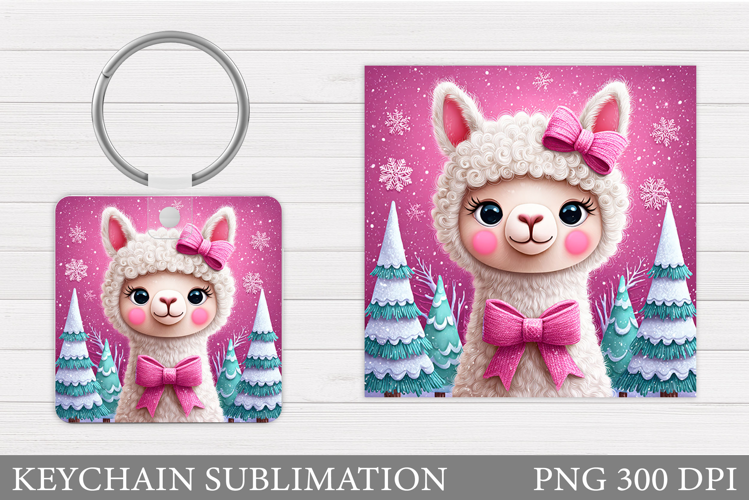 Christmas Lama Keychain. Cute Lama Keychain Design