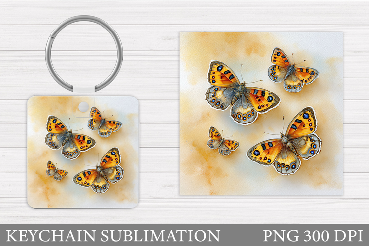 Butterflies Keychain Design. Butterfly Keychain Sublimation
