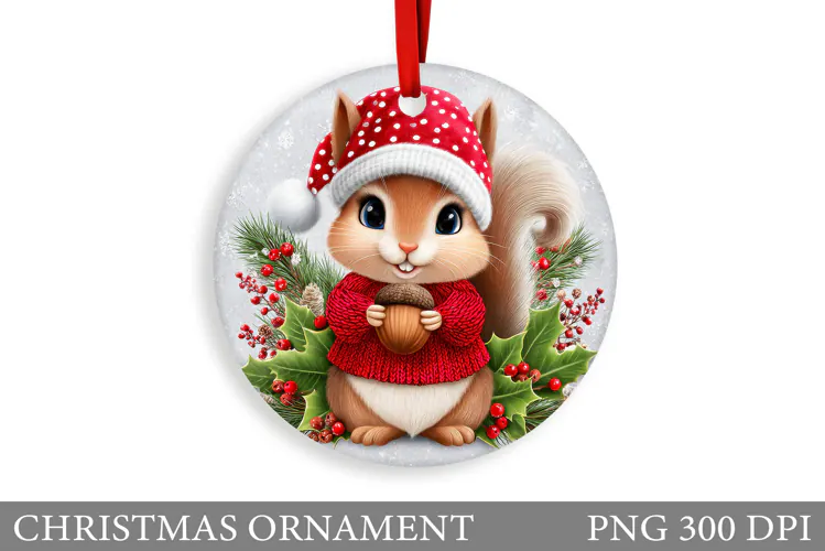 Cute Squirrel Christmas Ornament. Christmas Ornament Design
