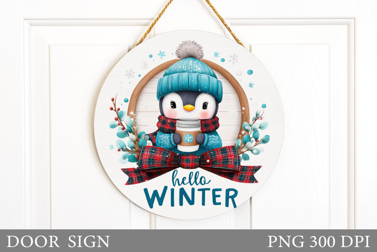 Christmas Penguin Door Sign. Christmas Door Sign Design