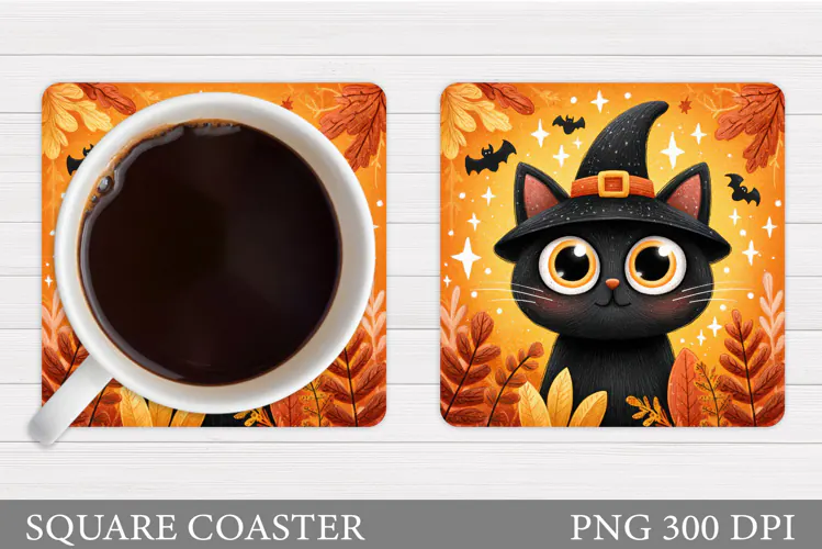 Halloween Cat Coaster. Halloween Coaster Design