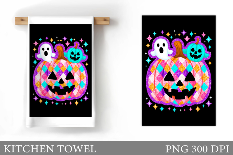 Halloween Pumpkin Kitchen Towel. Halloween Sublimation