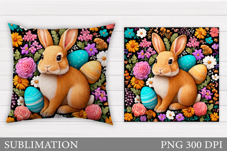 Easter Bunny Pillow Design. Easter Bunny Sublimation example image 1