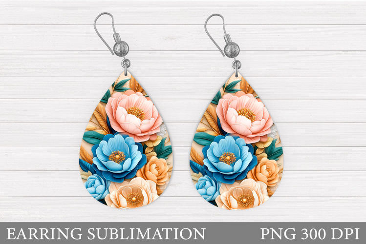 Flowers Earring Design. Floral Earring Sublimation