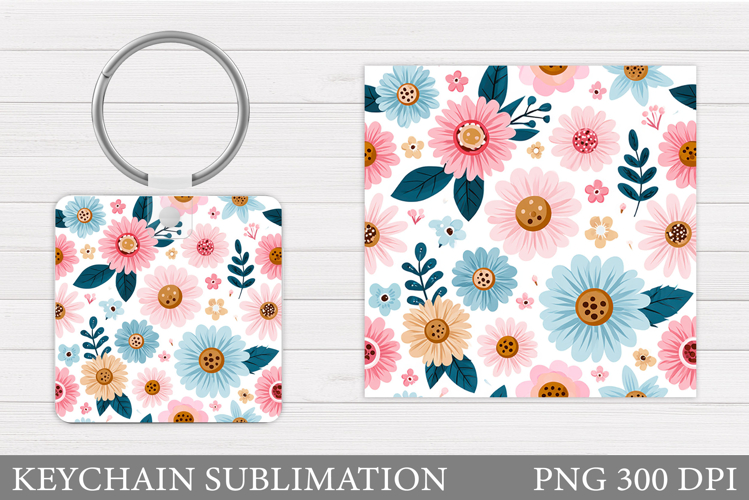 Flowers Keychain Sublimation. Floral Keychain Design