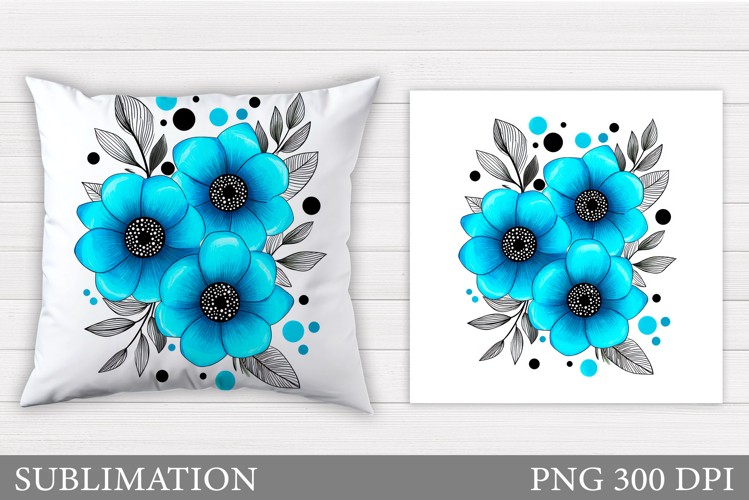 Floral Pillow Design. Flowers Sublimation