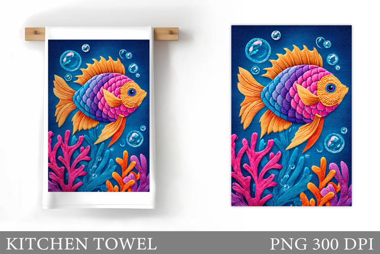 Fish Kitchen Towel Sublimation. Fish Sublimation