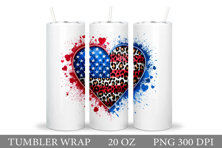 Patriotic Heart Tumbler. Patriotic Tumbler Sublimation
