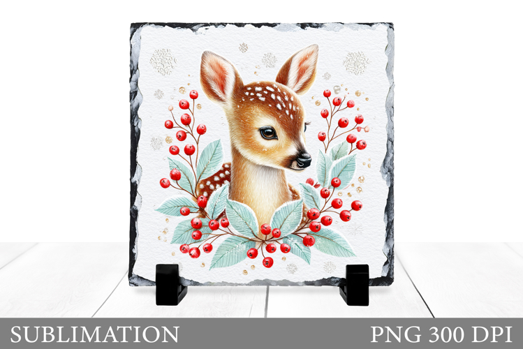 Christmas Deer Sublimation. Christmas Deer Slate Design