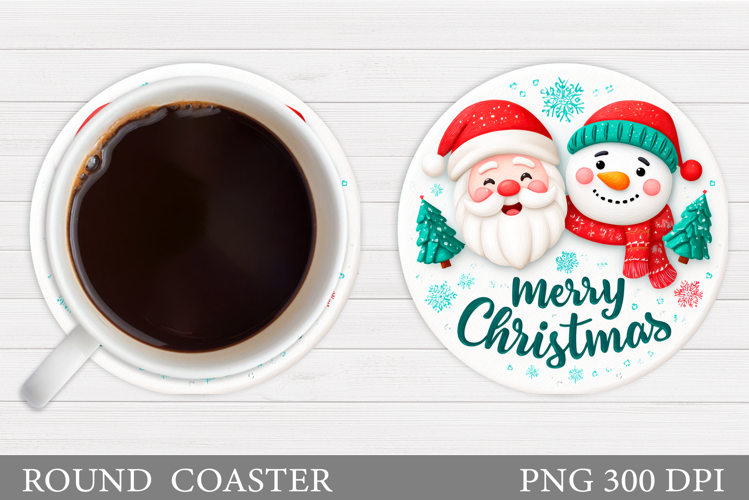 Cute Santa Coaster Sublimation. Santa Claus Coaster Design