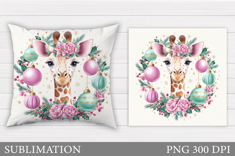 Christmas Giraffe Pillow. Christmas Pillow Sublimation