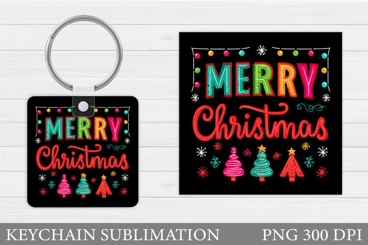 Merry Christmas Keychain. Christmas Keychain Design example image 1