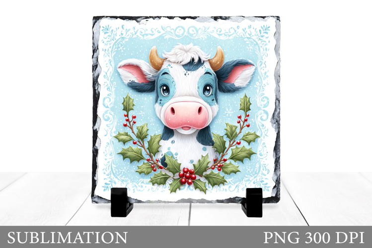 Christmas Cow Sublimation. Christmas Cow Slate Design