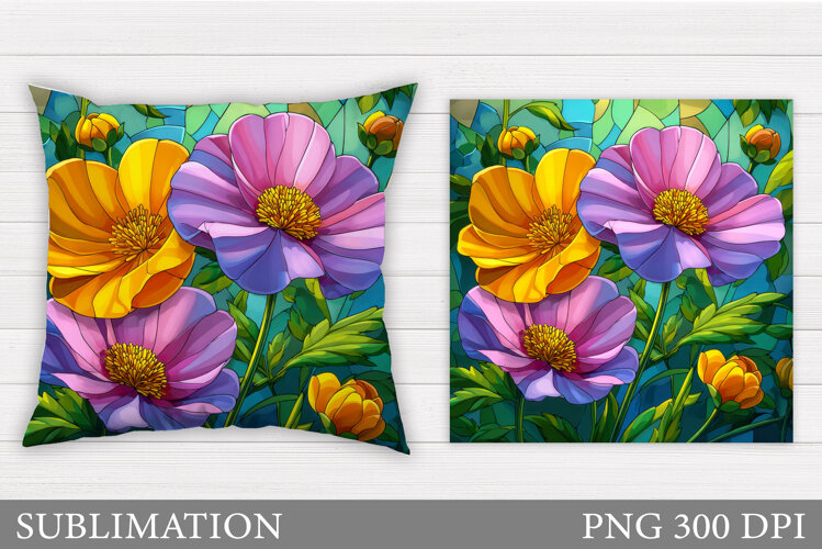 Flowers Pillow Design. Floral Pillow Sublimation example image 1