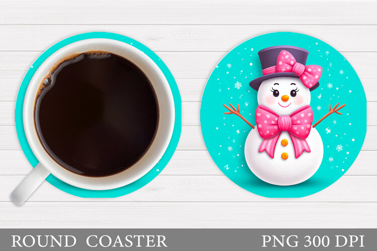 Cute Snowman Coaster Design. Christmas Coaster Sublimation example image 1
