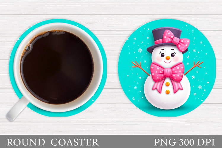 Cute Snowman Coaster Design. Christmas Coaster Sublimation