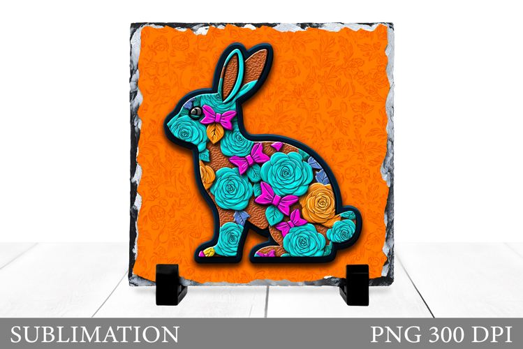 Floral Bunny Sublimation. Cute Bunny Slate Design