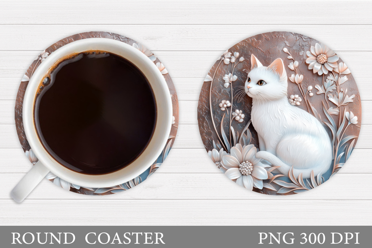 Cat Round Coaster Design. Cat Coaster Sublimation