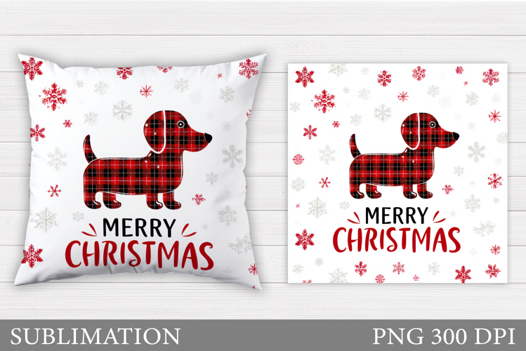 Christmas Dachshund Pillow. Christmas Pillow Sublimation