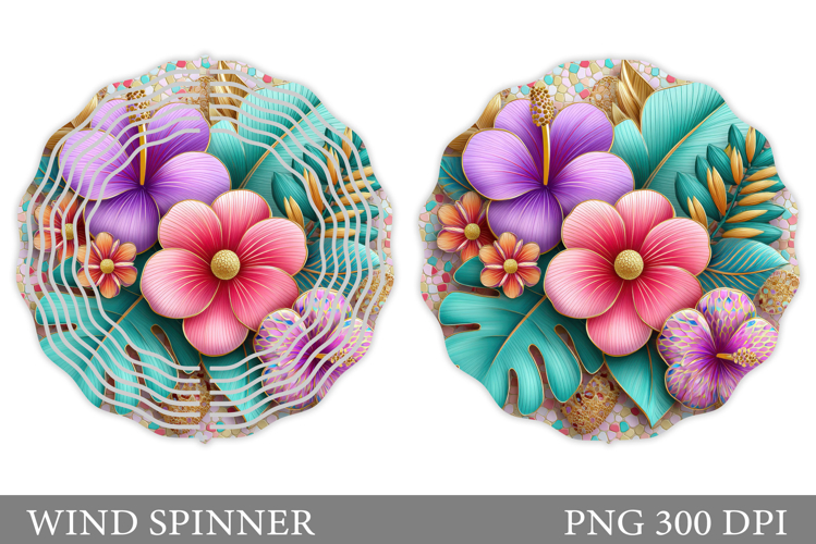 Floral Wind Spinner Sublimation. Flowers Wind Spinner Design