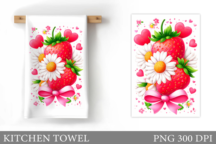 Strawberry Kitchen Towel Design. Strawberry Sublimation