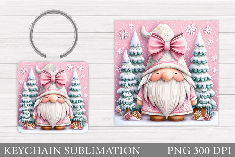 Christmas Gnome Keychain. Christmas Keychain Sublimation example image 1