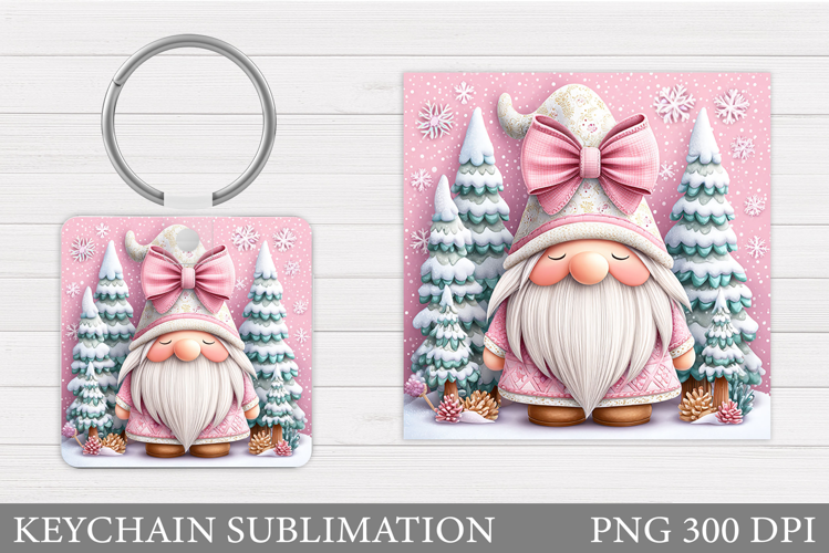 Christmas Gnome Keychain. Christmas Keychain Sublimation