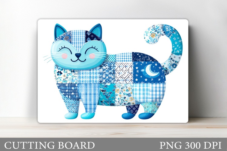 Patchwork Cat Cutting Board. Cat Kitchen Cutting Board