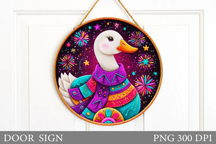 Christmas Goose Door Sign. Christmas Door Sign Sublimation
