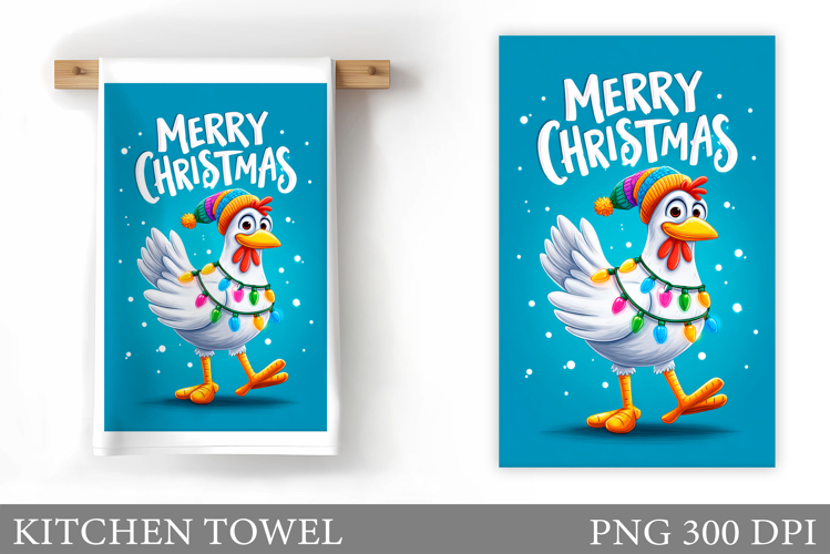 Christmas Chicken Kitchen Towel. Christmas Kitchen Towel