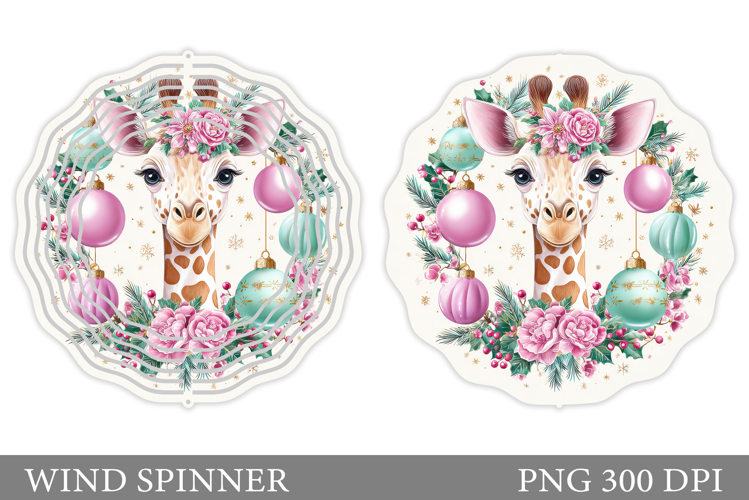 Christmas Giraffe Wind Spinner. Christmas Wind Spinner