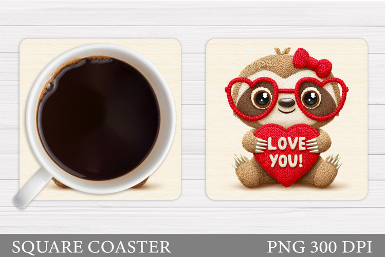 Valentines Sloth Coaster Design. Valentines Sloth Coaster