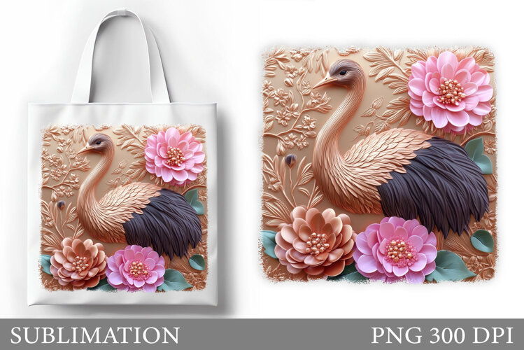 Ostrich Tote Bag Design. Cute Ostrich Sublimation example image 1